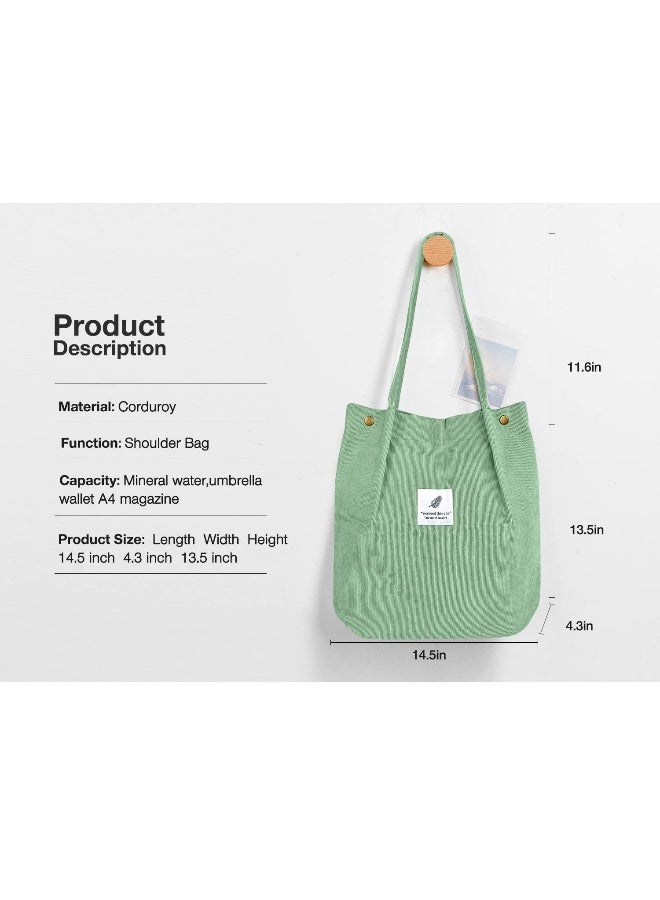 Cohpoh Women Tote Bags Grocery Shoulder Bag Corduroy with Inner Pocket for Work Beach Lunch Travel Shopping Shopper Handbags - Image 2